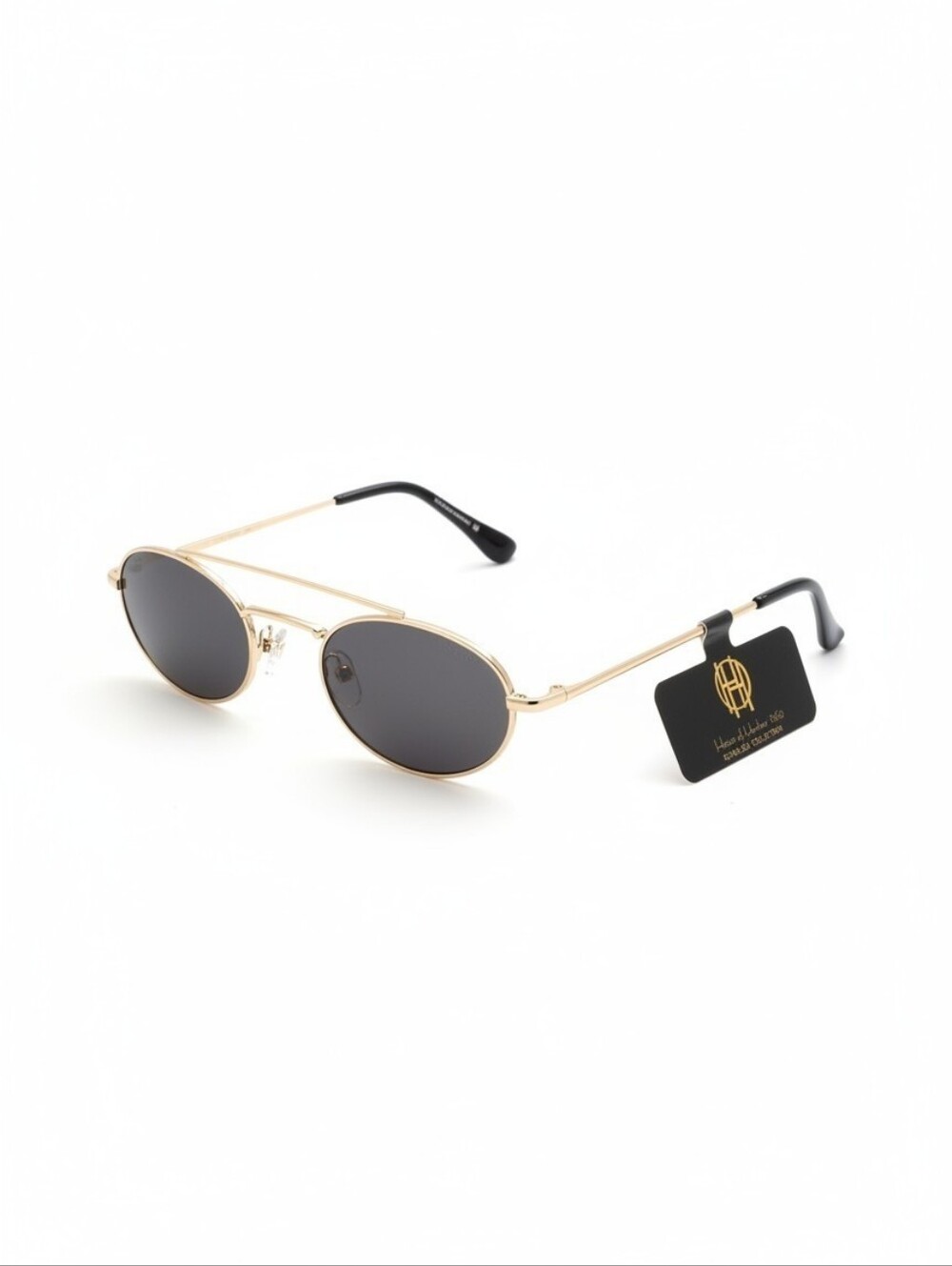 House of Harlow 1960 Oval Aviator Sunglasses Gold Black Retro Y2K UV Protection